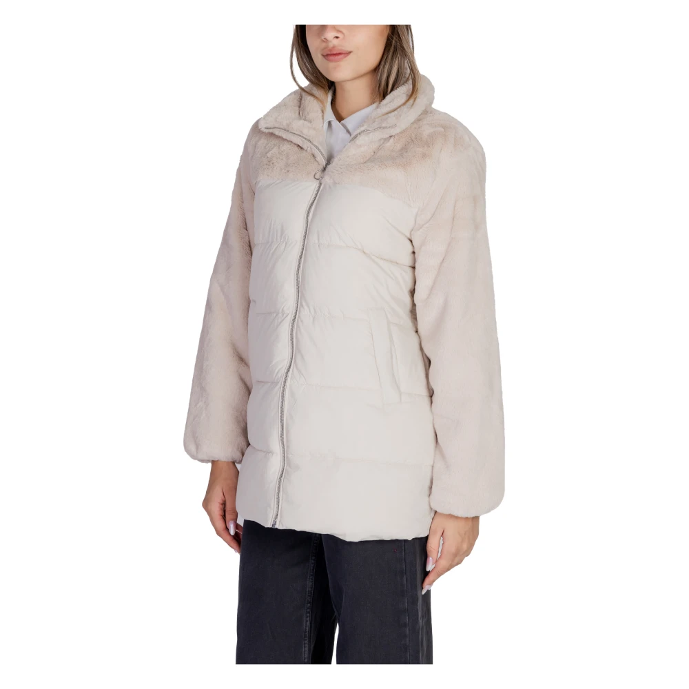 Only Bont Puffer Mix Jas voor Vrouwen Beige Dames