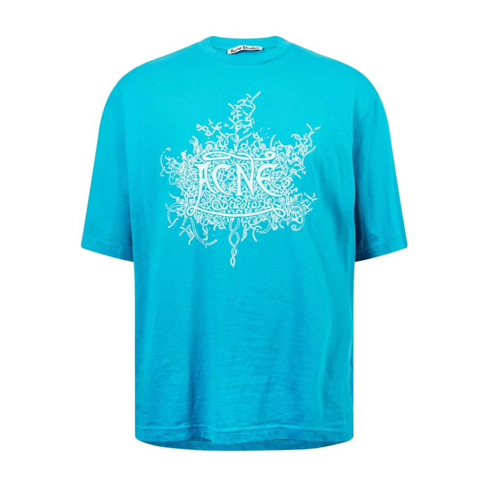 Acne Studios Devil Logo T-Shirt Fluo Blue Heren