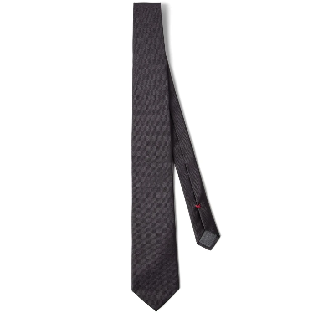 BRUNELLO CUCINELLI Antraciet Zijden Twill Stropdas Gray Heren