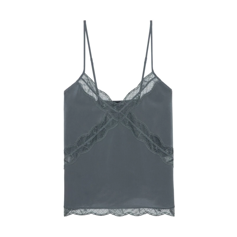 Zadig & Voltaire Doorschijnende Kant Spaghetti Strap Top Gray Dames