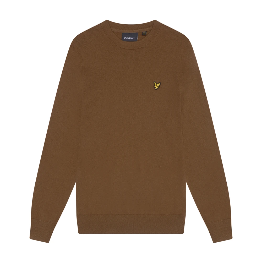 Lyle & Scott Gebreide katoenen merino ronde hals trui Brown Heren