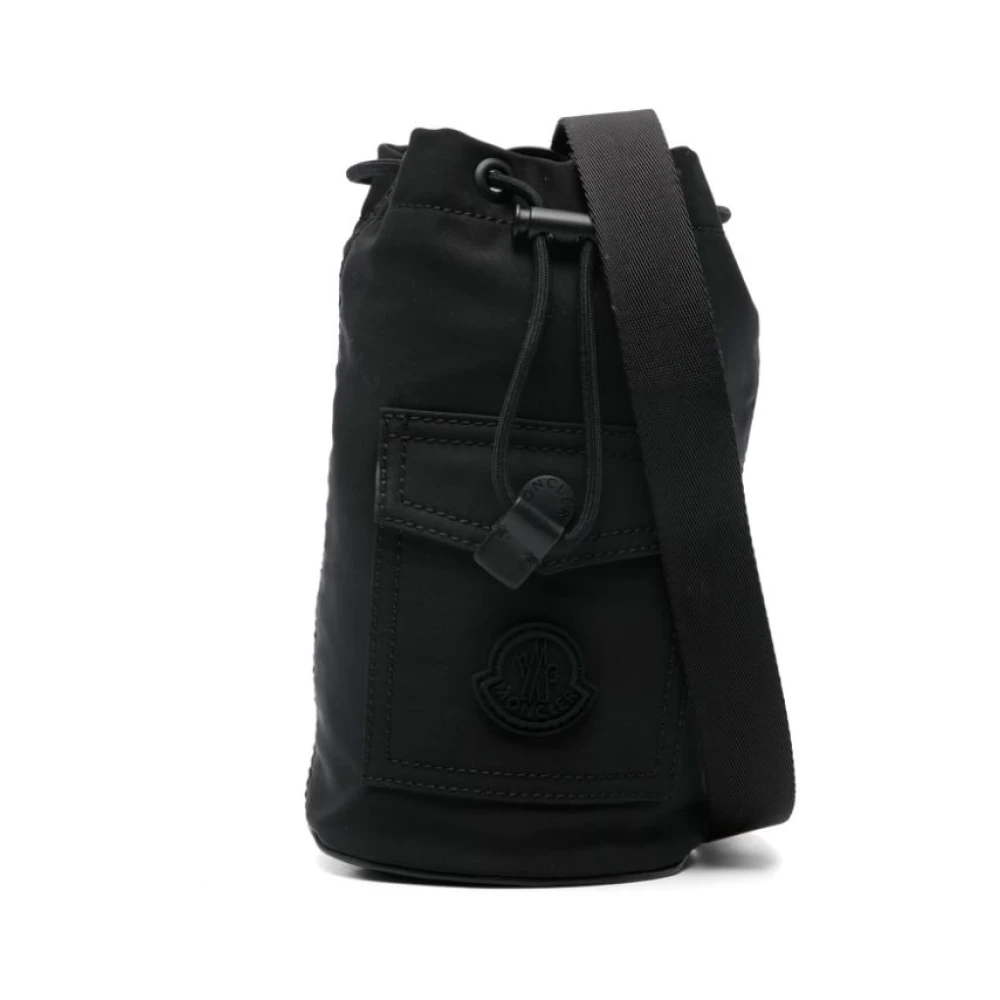 Moncler Zwarte Bucket Tas met Appliqué Logo Black Dames