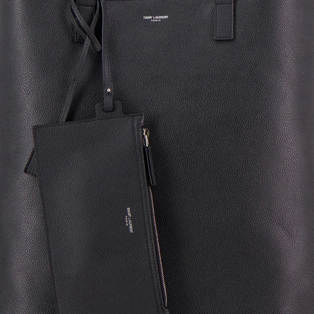 Saint Laurent Gestructureerde leren bold tote tas Black Heren