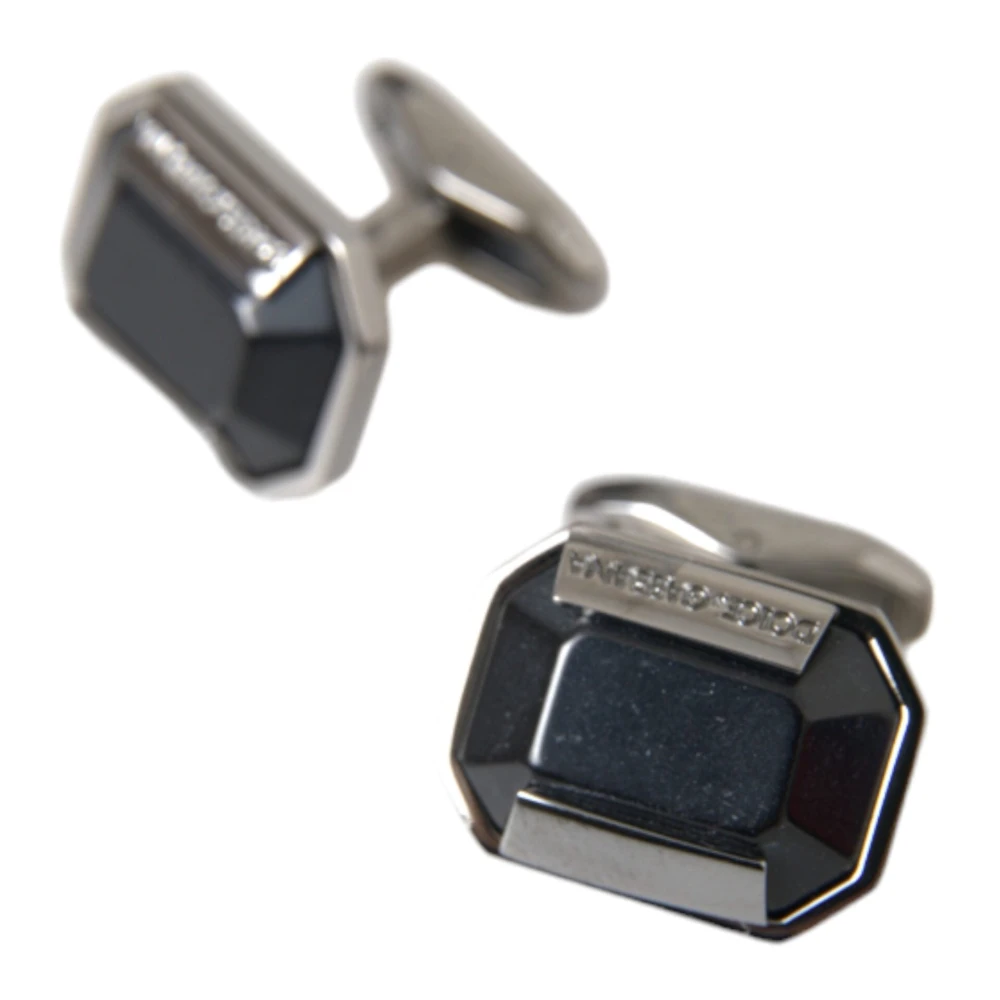 Dolce & Gabbana Kristallen Manchetknopen Zilver Zwart Black Heren