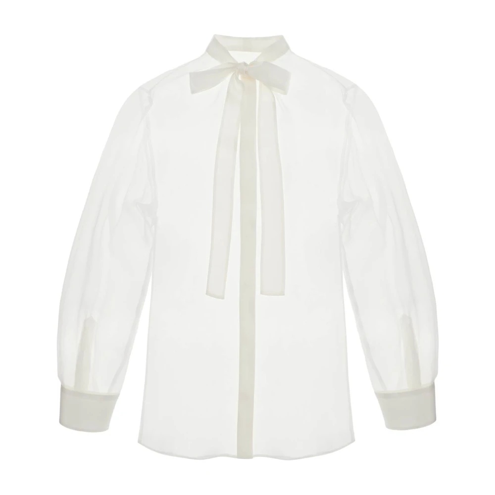 Dolce & Gabbana Zijden Mandarin Kraag Shirt White Dames