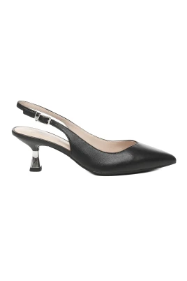 Svart klack sandal elastisk rem
