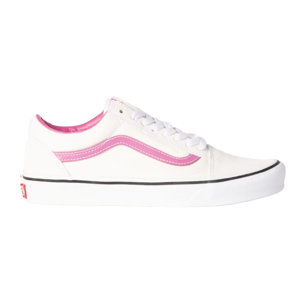 Vans Women's White Sneakers, 8 Uk, Low-Top Trainers With Pink Details