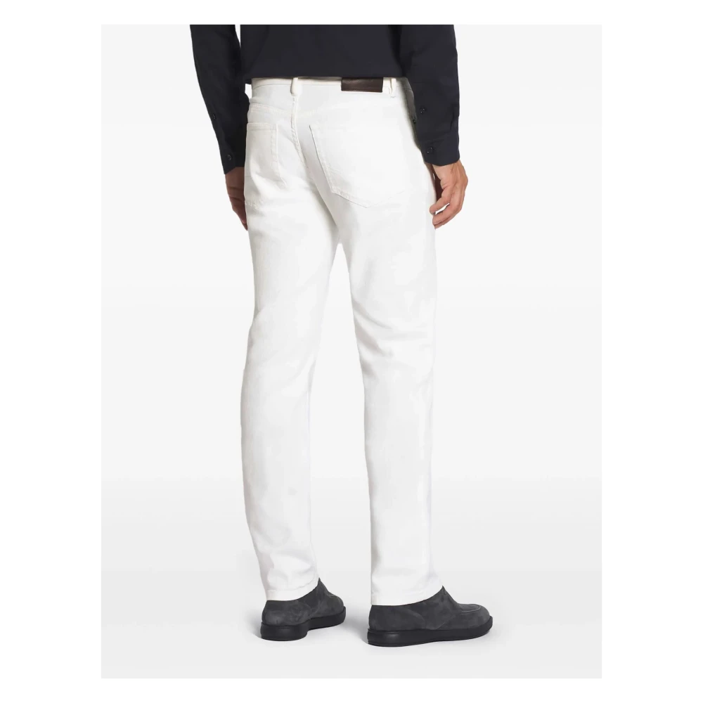 Brioni Italiaanse katoenen jeans met 5 zakken White Heren