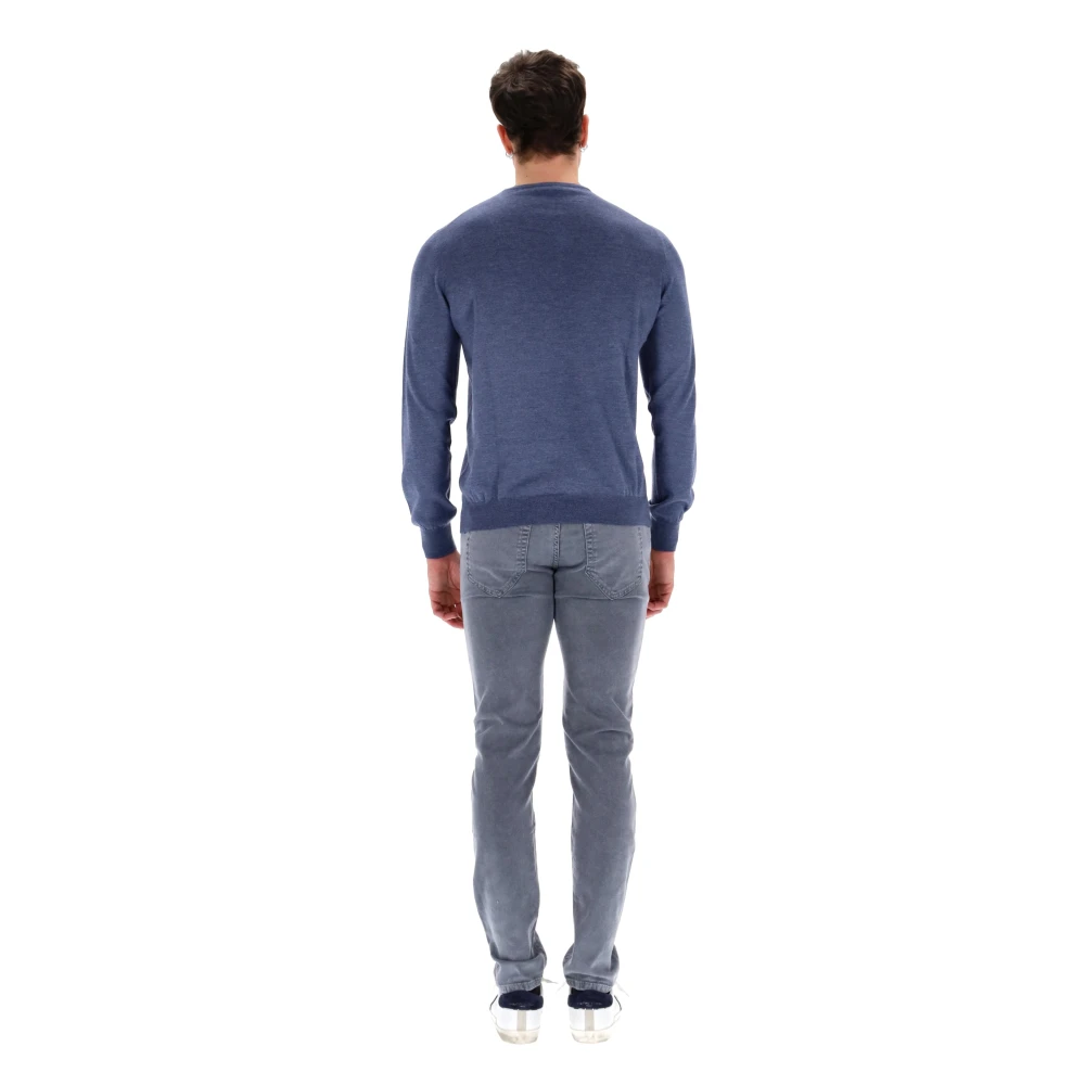 Barba Heldere Blauwe Wol-Kasjmier Trui Blue Heren