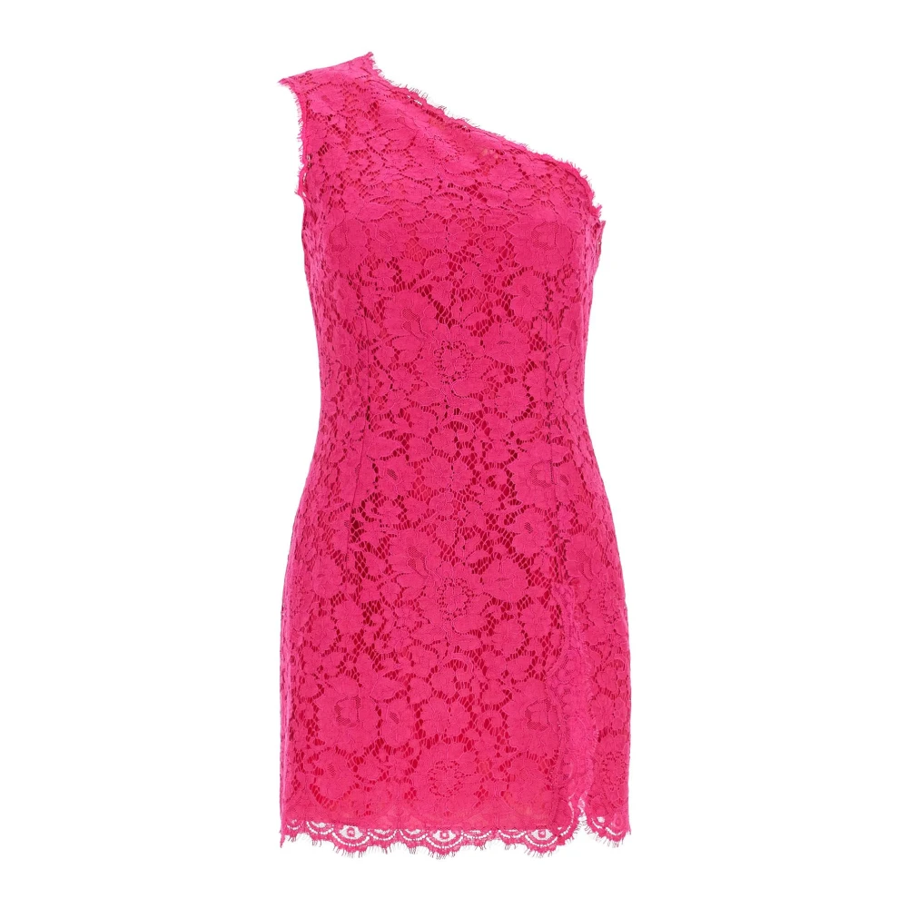 Dolce & Gabbana Elegante Kant Jurk in Schokkend Roze Pink Dames