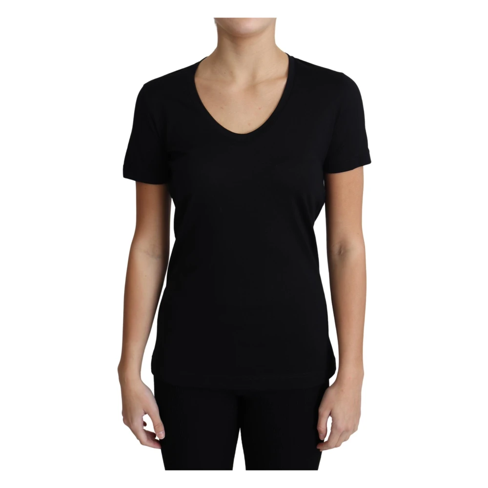 Dolce & Gabbana Black Wool Round Neck Short Sleeves T-shirt - IT40|S - Image 2