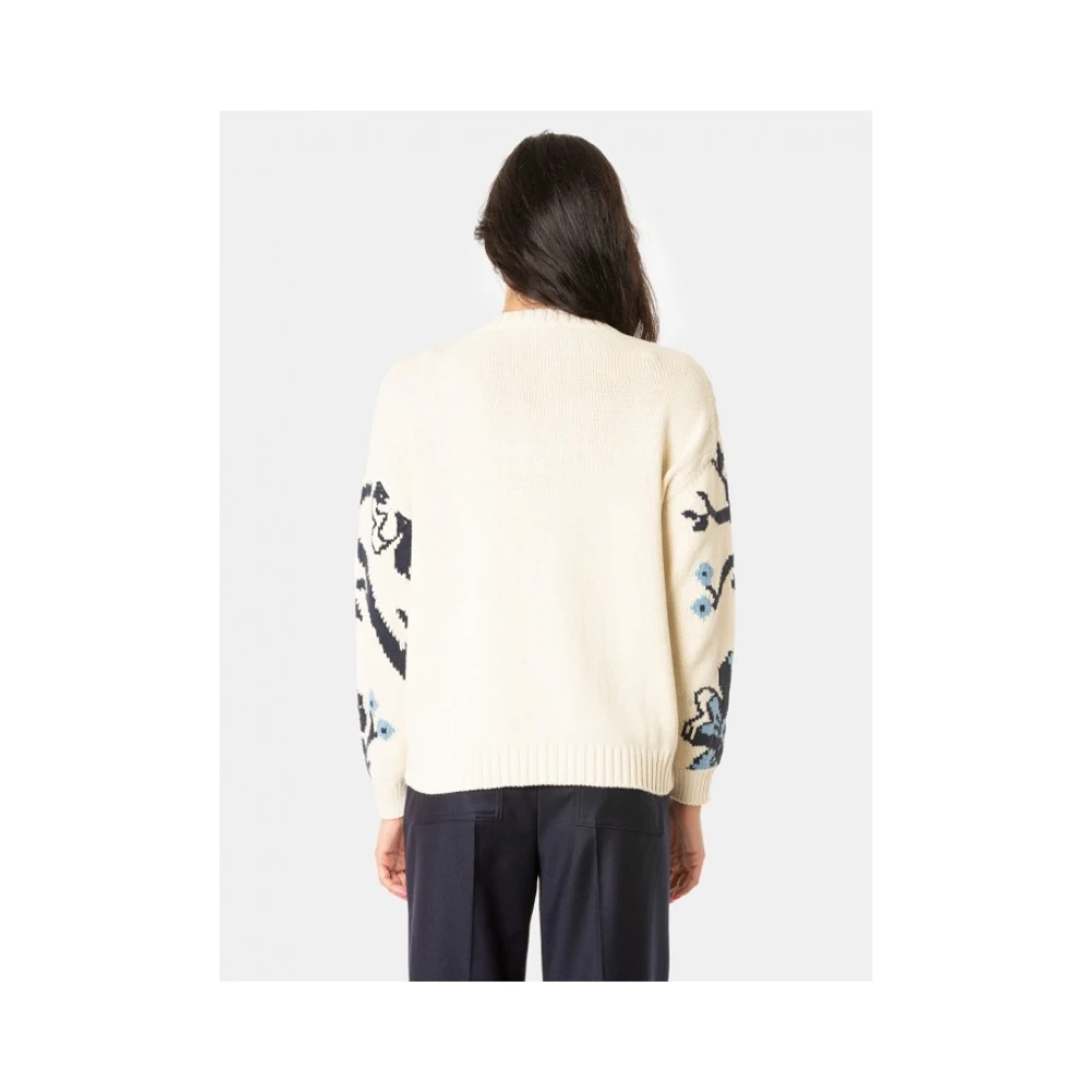 Max Mara Weekend Bloemenpatroon Trui met Lange Mouwen Beige Dames