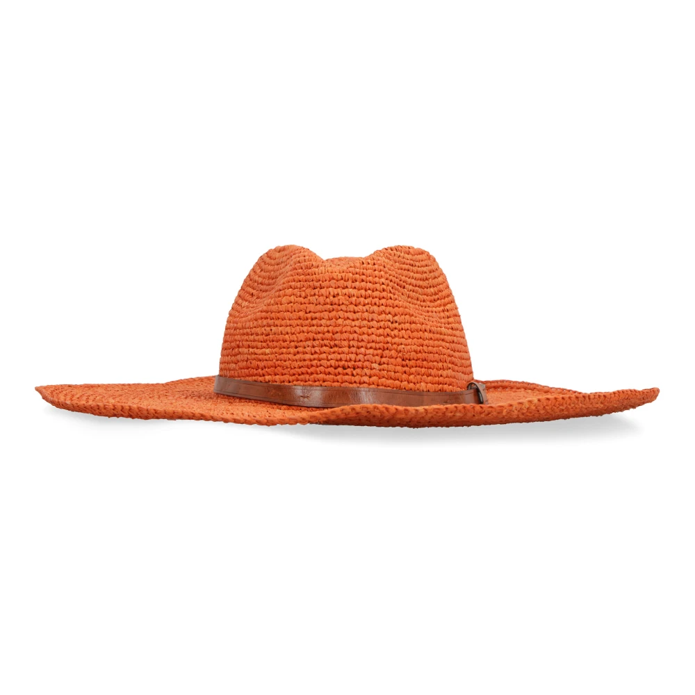 Ibeliv Handgemaakte Raffia Strohoed met Leren Band Brown Dames