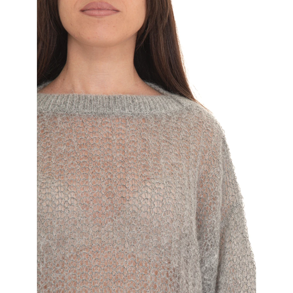 Boss Trui met ronde hals en pofmouwen Gray Dames