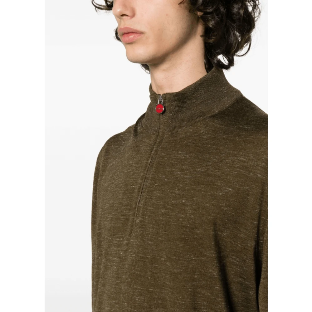 Kiton Groene Mélange High-Neck Trui Green Heren