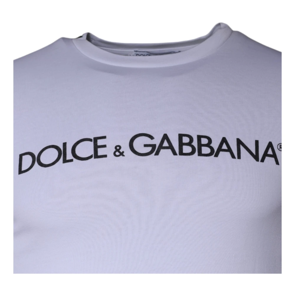 Dolce & Gabbana Wit Logo Print Crew Neck T-shirt White Heren