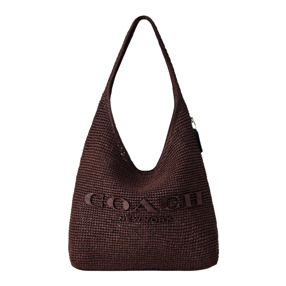 Coach Women's Brown Refined Weave Straw Brooklyn Shoulder Bag 39 - Shopping Bags - One Size - Bags