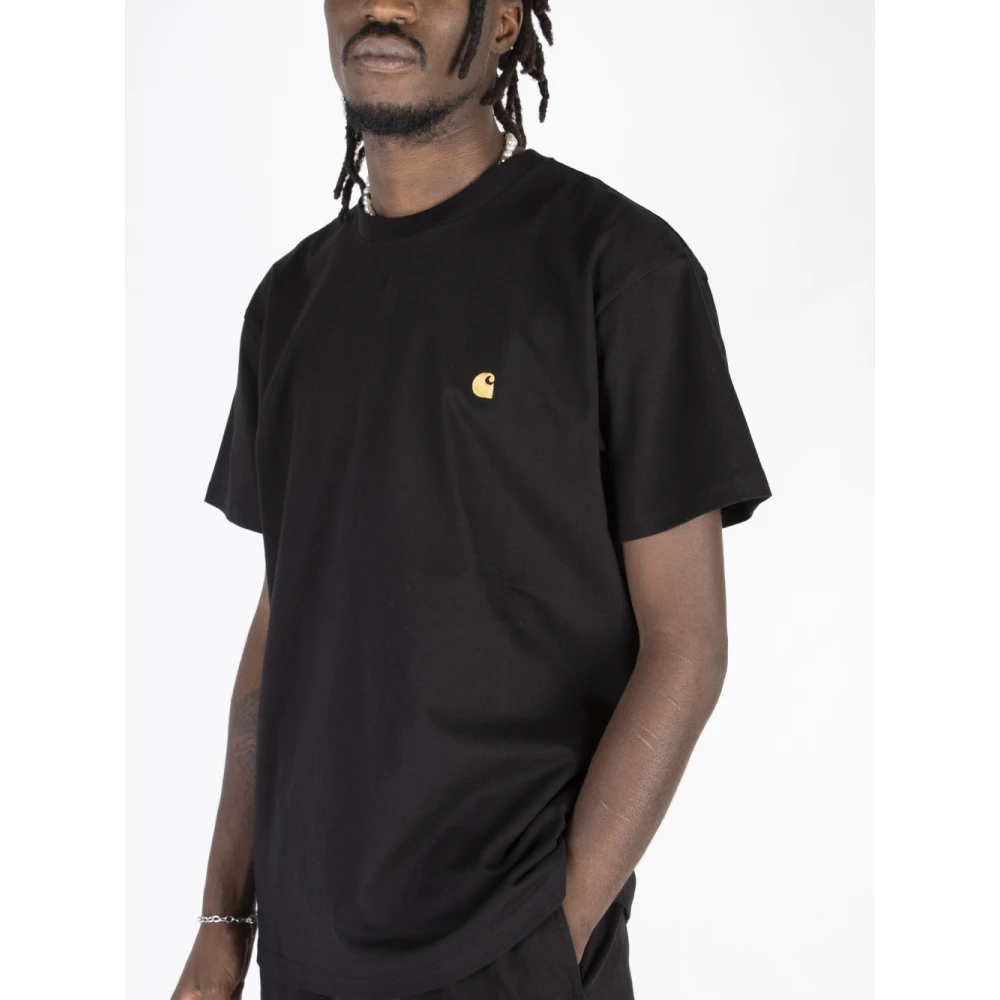Carhartt WIP Zwarte T-shirts en Polos met geborduurd logo Black Heren