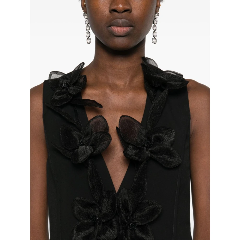 Rotate Birger Christensen Flower Waistcoat Top Black Dames