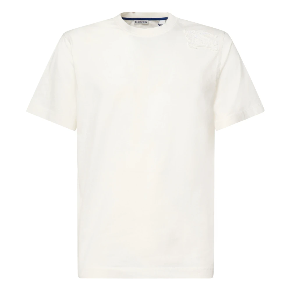 Burberry Wit Katoenen T-shirt met Equestrian Knight Logo White Heren