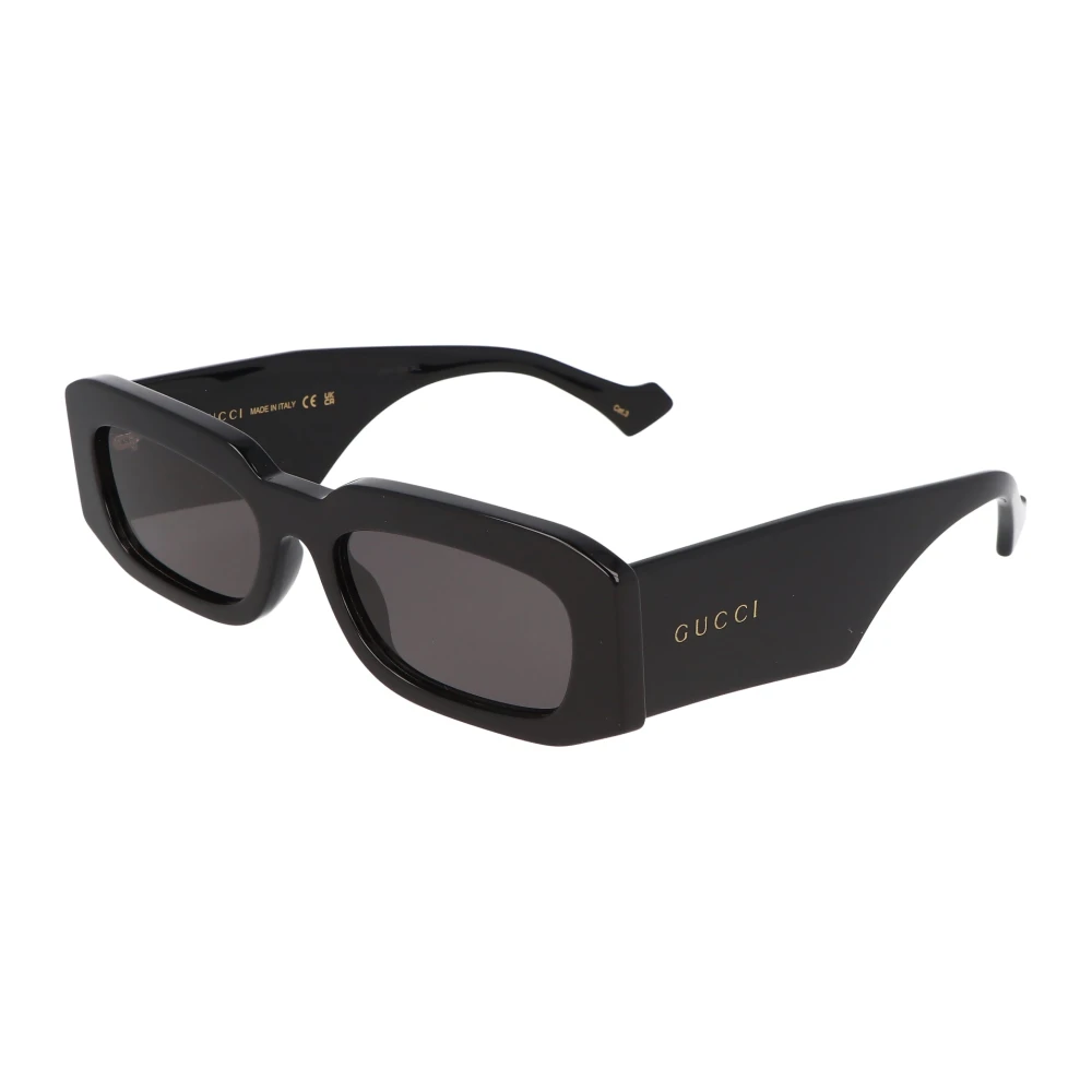 Gucci Unisex Black Rectangular Acetate Sunglasses