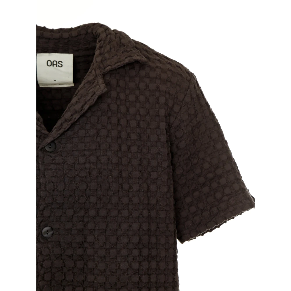 OAS Wafelstructuur Resort Kraag Overhemd Brown Heren