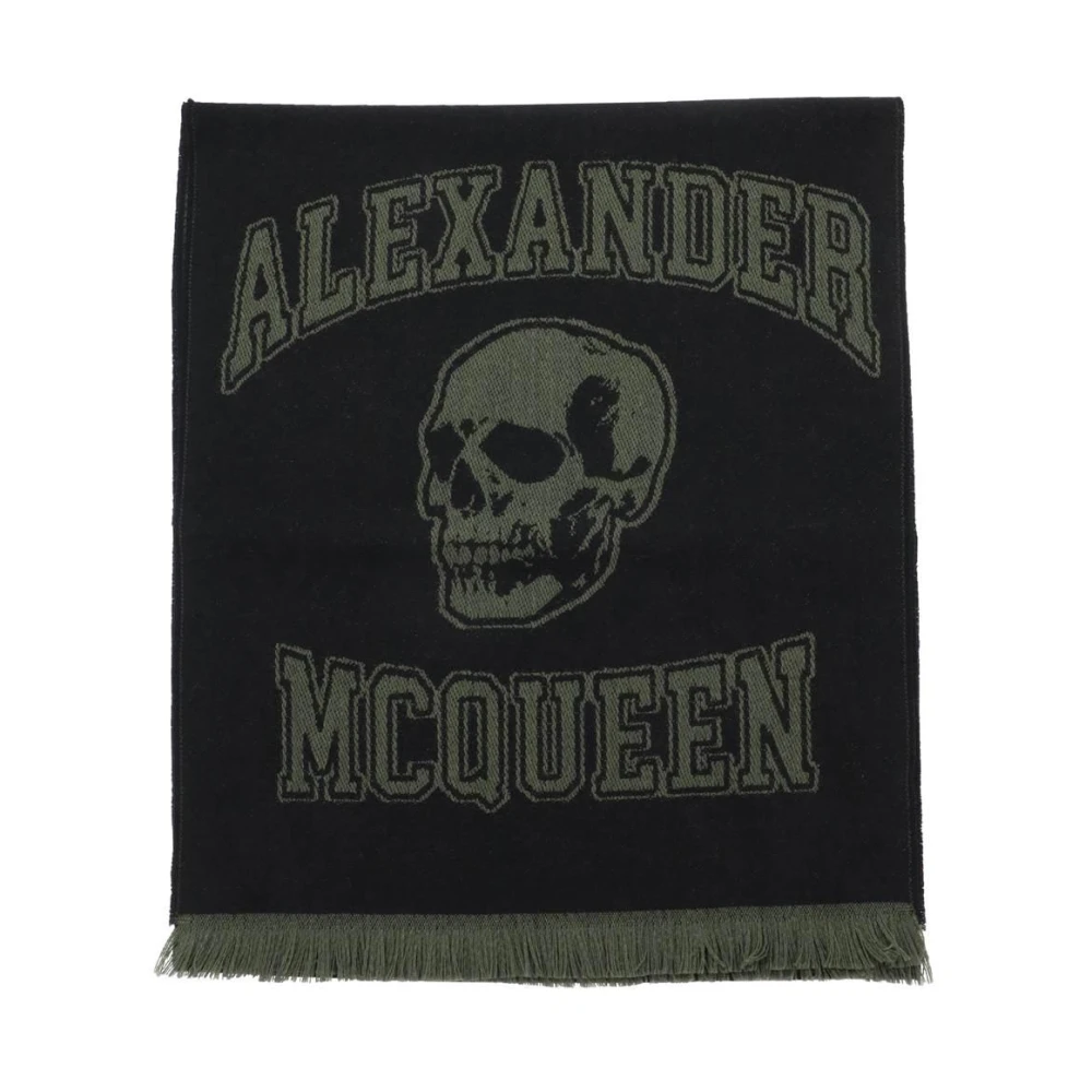 Alexander mcqueen Varsity Logo Wollen Sjaal met Skull Motief Multicolor Heren