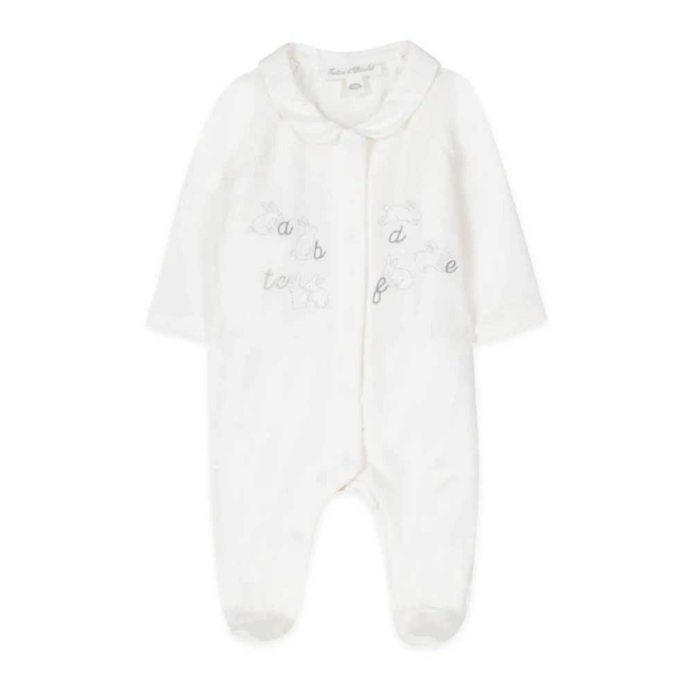 Tartine et Chocolat Vit Sammet Kanin Broderad Pyjamas Klänning White, Unisex