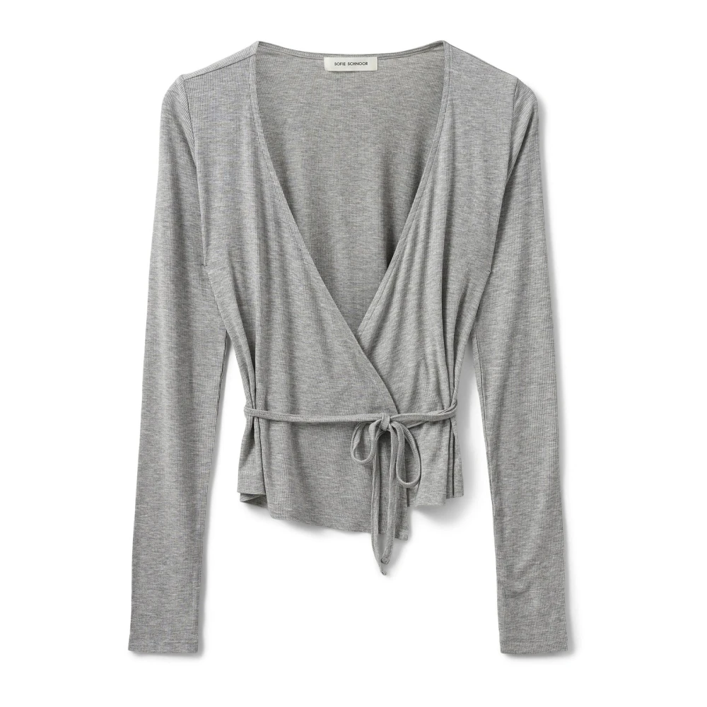 Sofie Schnoor Gray Blouses, Female, Xl, Wrap Blouse Grey Melange Stylish