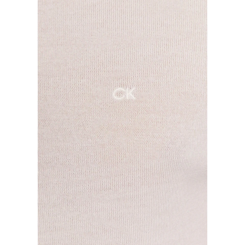 Calvin Klein Beige Merino Wol Trui Beige Heren