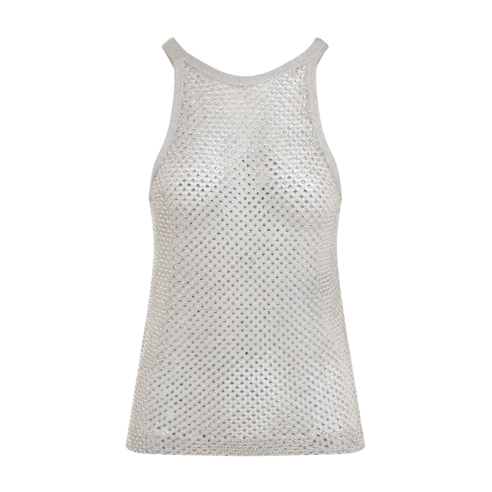 Tom Ford Women's White Lurex Knit Top - Sleeveless Tops - M - Tops