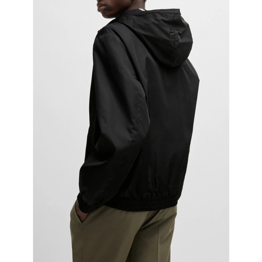 Hugo Boss Moderne Zwarte Bomberjack met Capuchon Black Heren