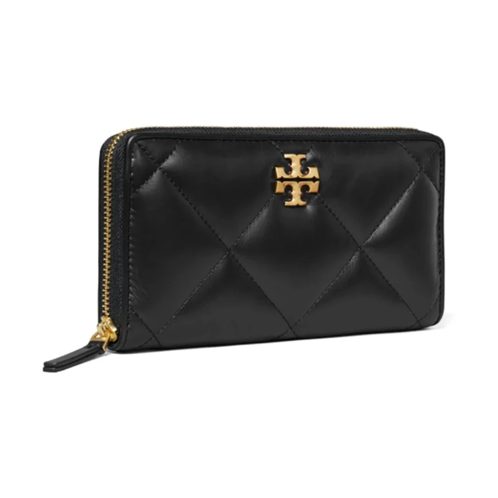 TORY BURCH Zwarte leren portemonnee met ritssluiting Black Dames