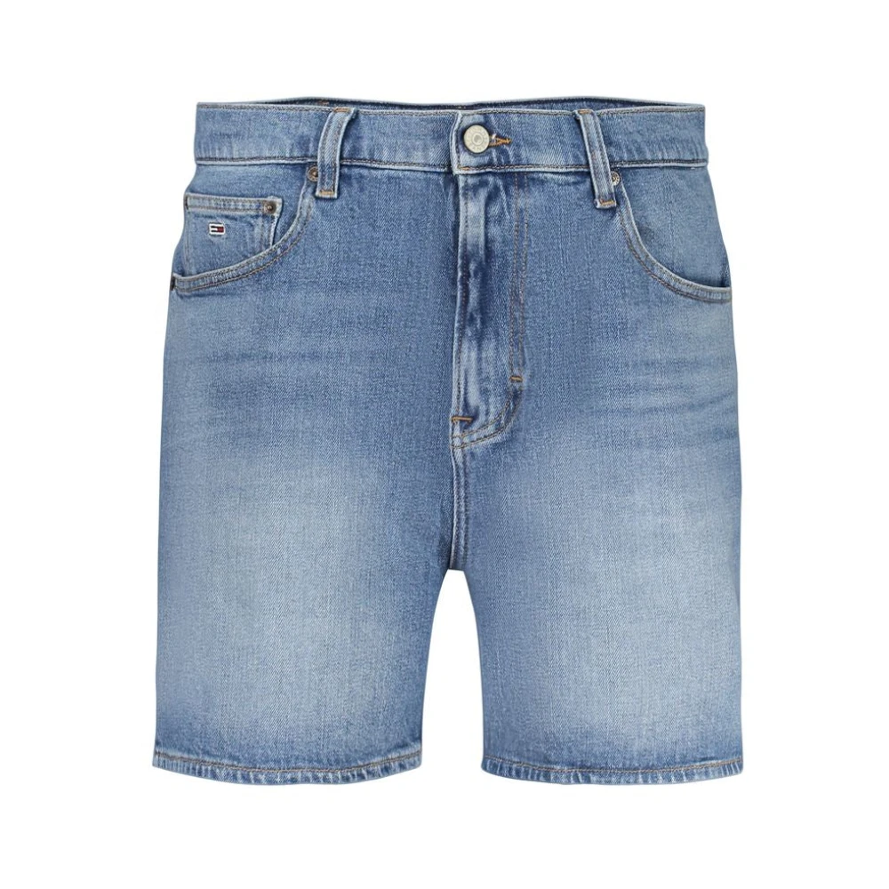 Tommy Hilfiger Women's Blue Denim Shorts, W26, Cotton Mom Short Washed Effect