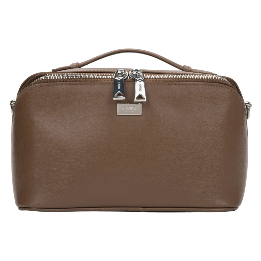 Estro Bruin Leren Compacte Make-uptas voor Vrouwen Brown Dames