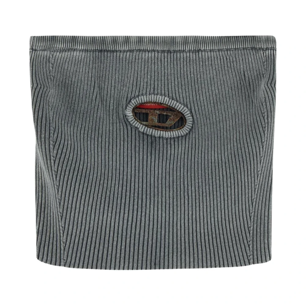 Diesel Katoenen Logo Top Gray Dames