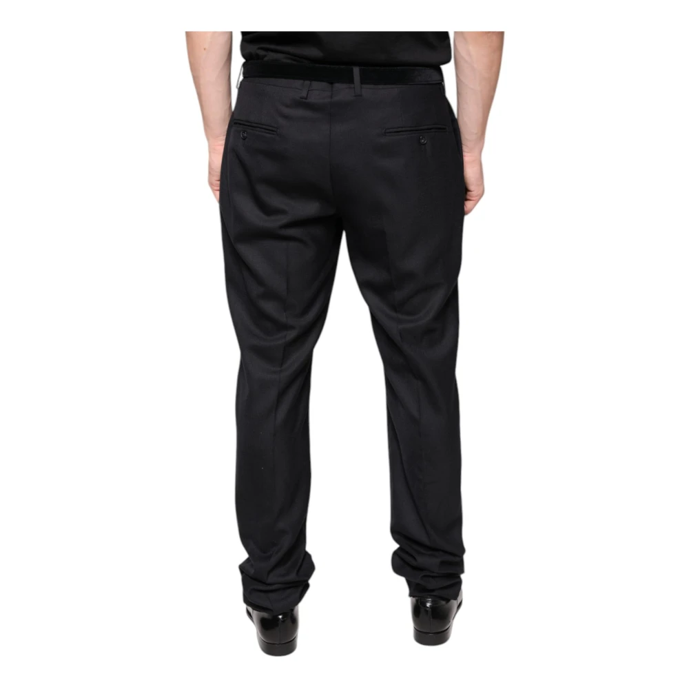 Dolce & Gabbana Zwarte wollen Skinny Dress Broek Black Heren