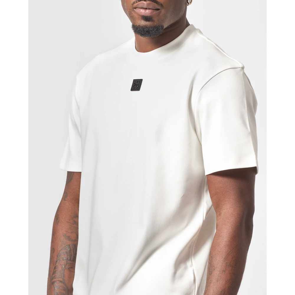 Hugo Boss Wit T-shirt met metalen logo White Heren