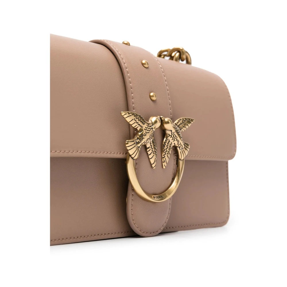 pinko Love Birds Beige Leren Schoudertas Beige Dames