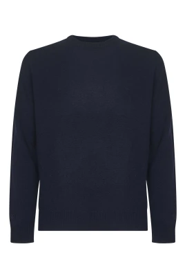 Blå Lamull Crewneck Sweater