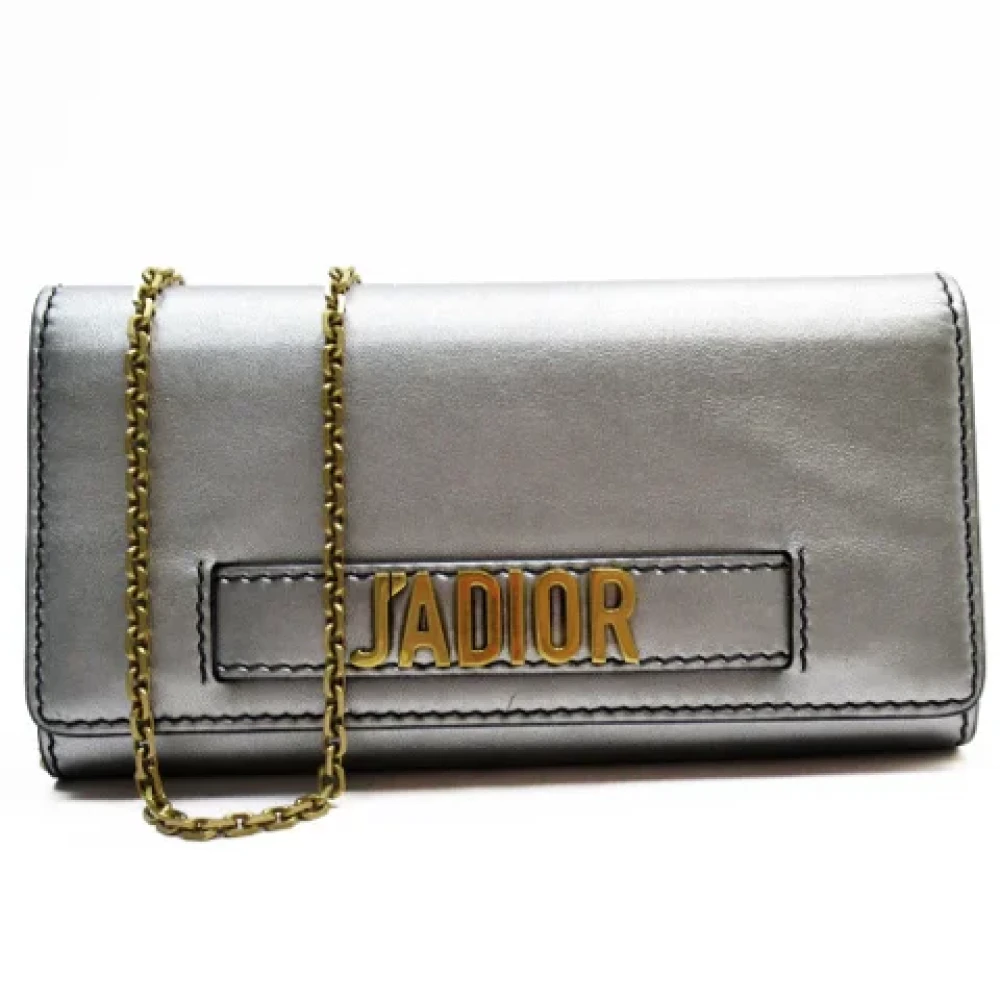 Dior Vintage Pre-owned Leather wallets Gray Dames