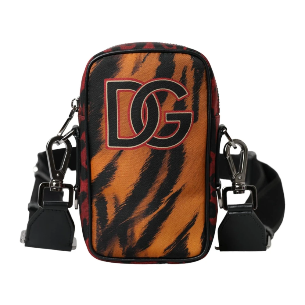 Dolce & Gabbana Multifärgad Tiger Print Crossbody Väska Multicolor, Herr