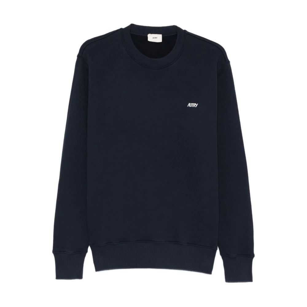 Autry Blue Sweatshirts, Male, Xl, Cotton Crewneck Sweatshirt With Logo