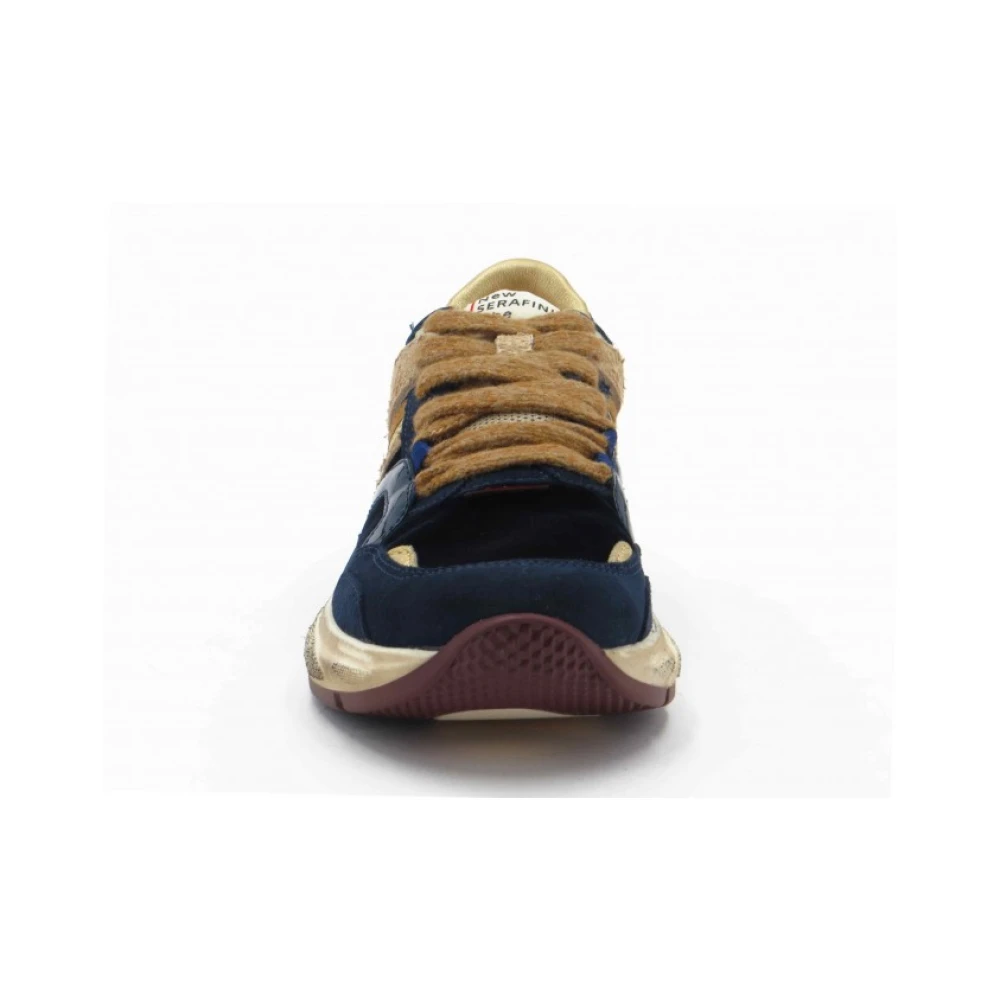 Serafini Fluwelen sneaker met gouden details