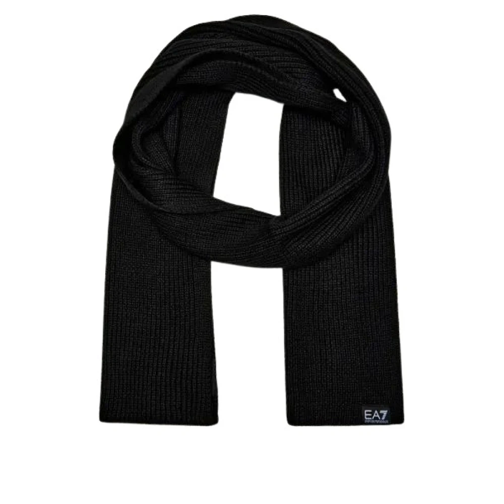Emporio Armani Ea7 Unisex Zwart Accessoires One Size, Wol, Wollen Mix Sjaal