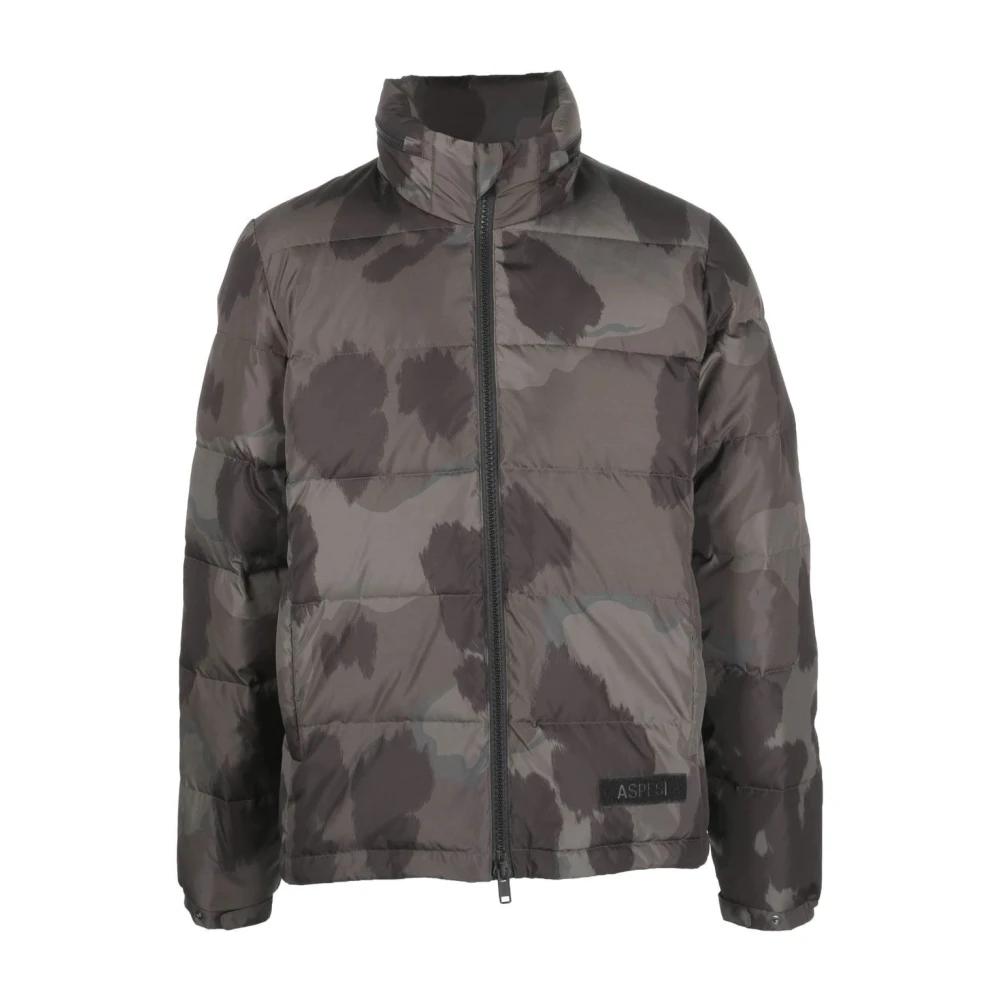 Aspesi Camouflage Feather Down Jacket Gray Heren