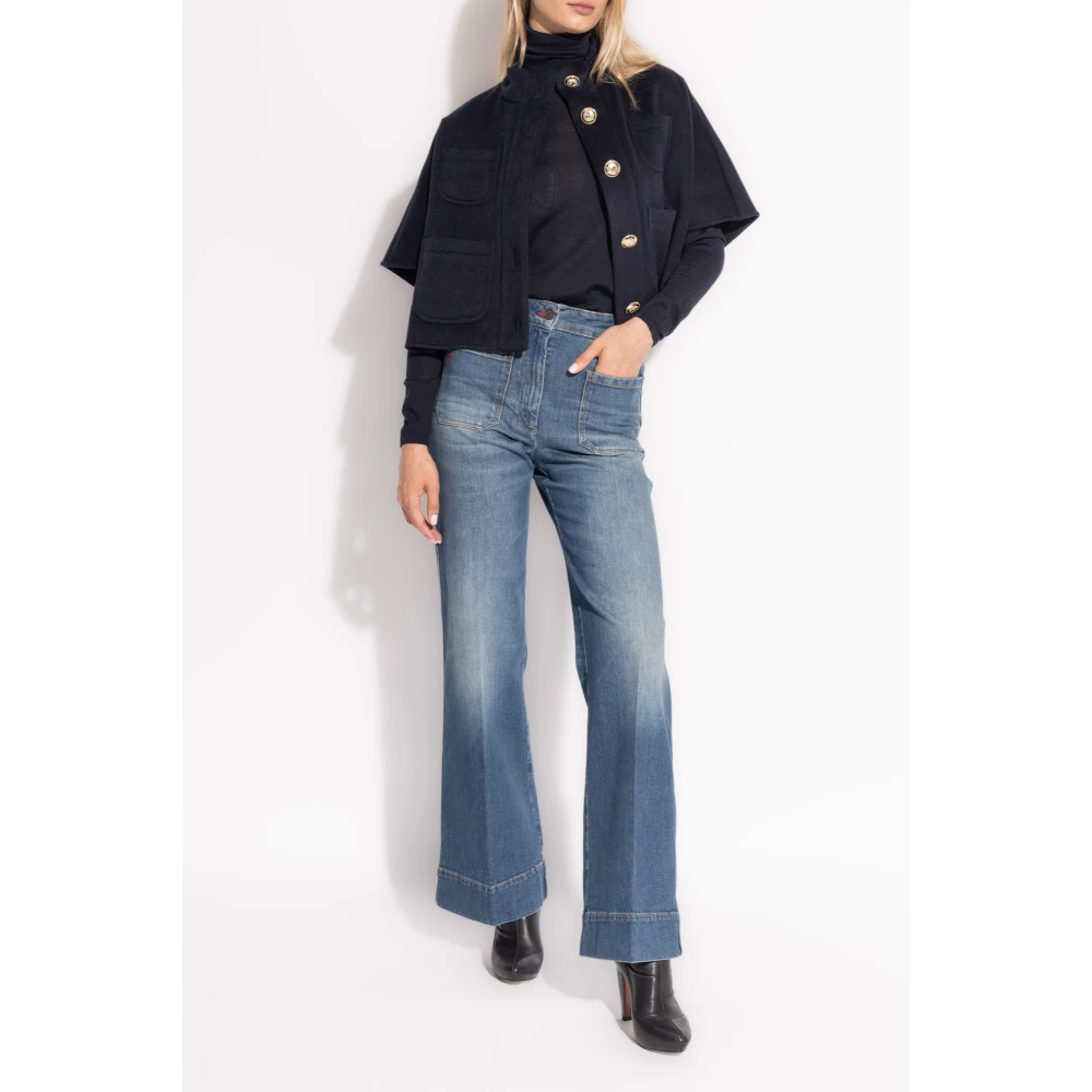 Max Mara Wollen Turtleneck Saluto Blue Dames
