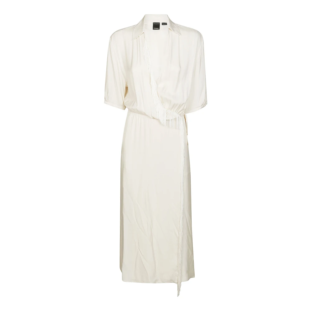 Pinko Wikkeltwilljurk van viscose Beige Dames