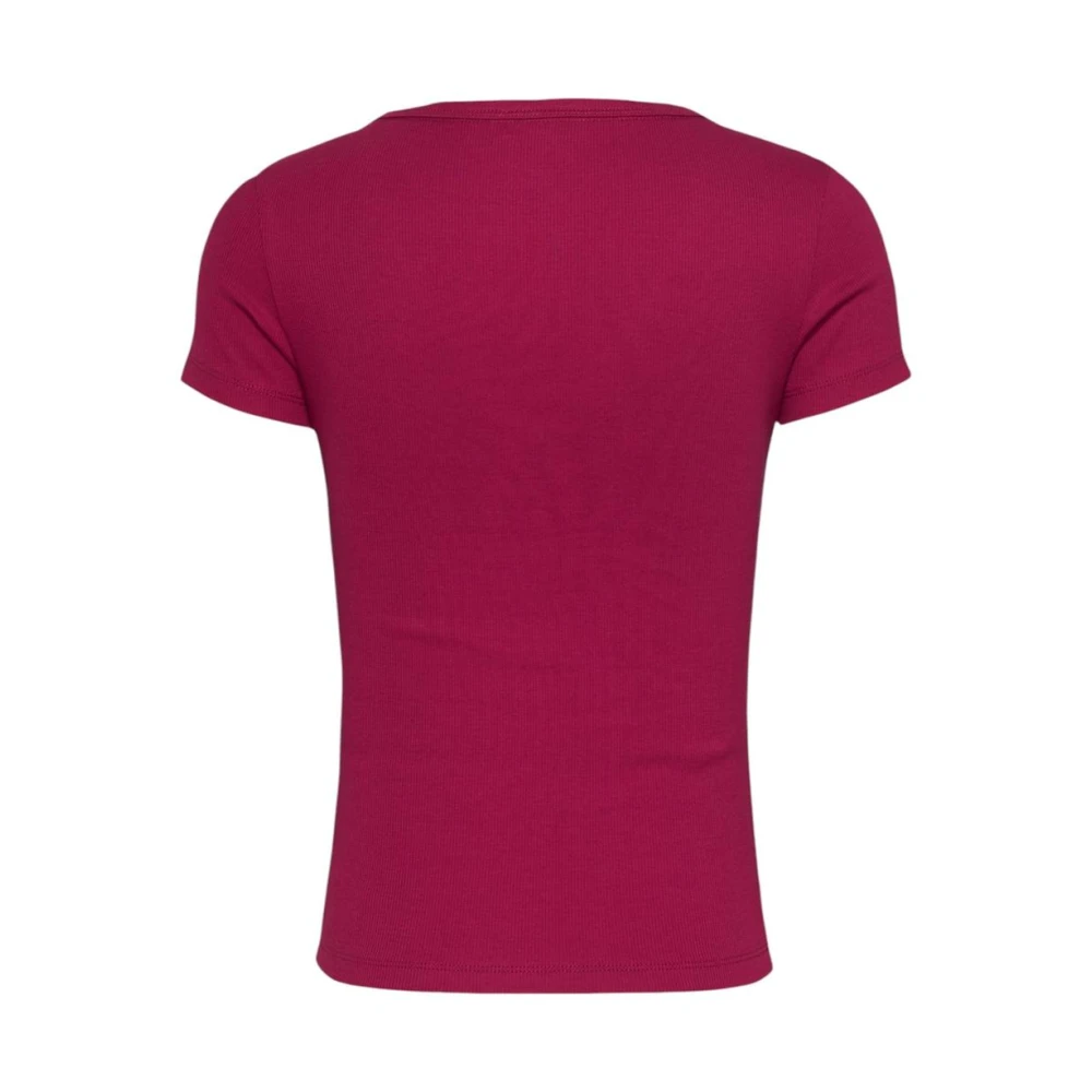 Tommy Jeans Rode V-hals katoenen T-shirt Red Dames