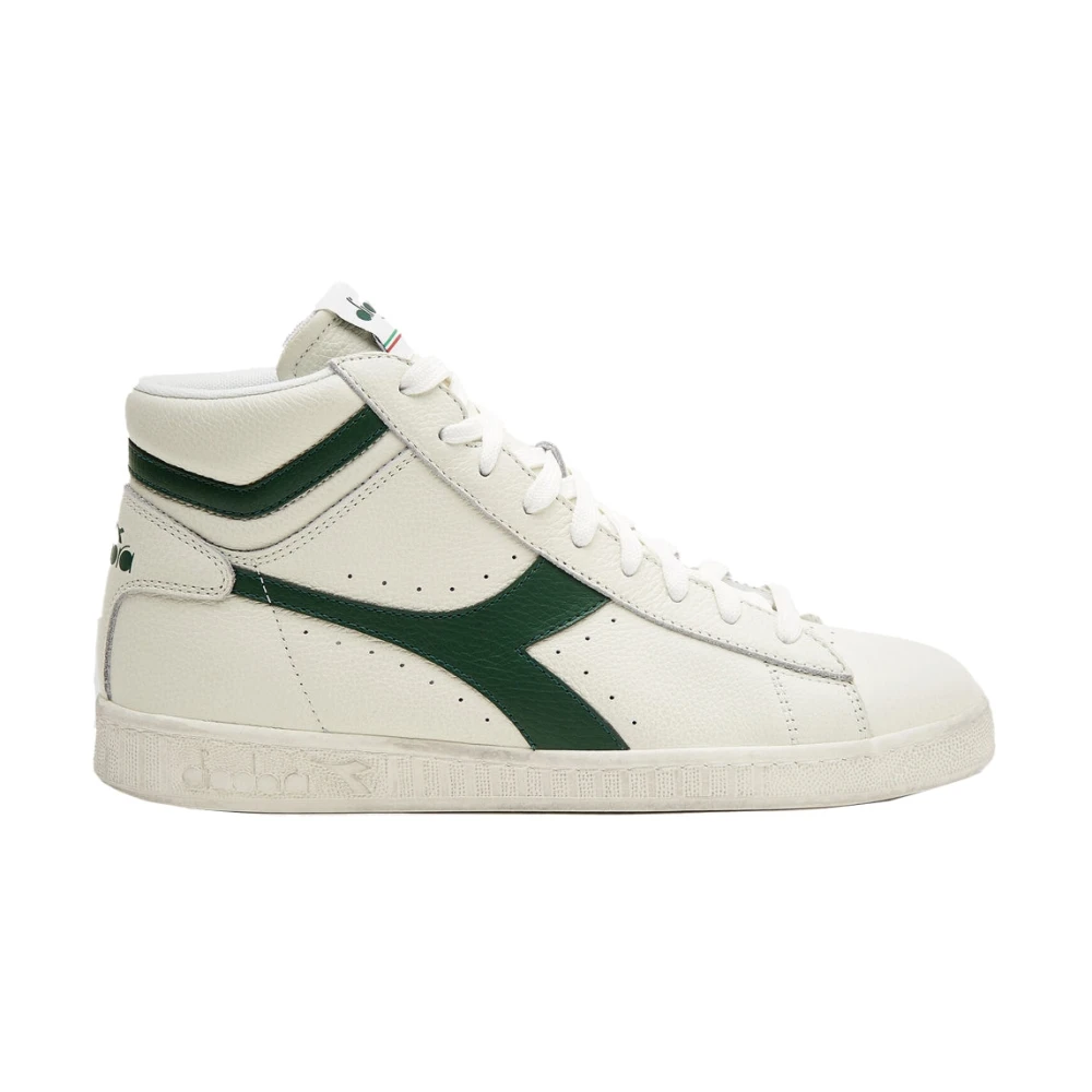 Diadora Groene leren high top sneakers Heren Schoenen Wit